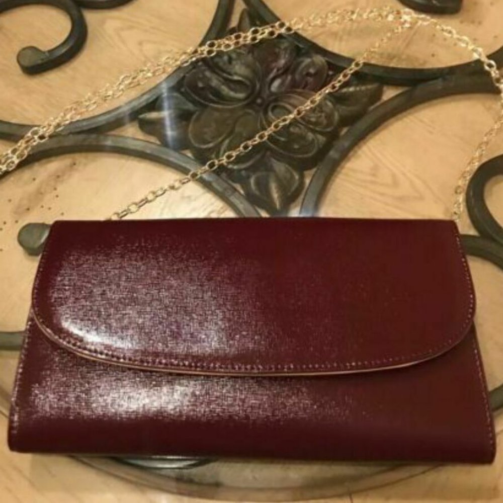 Nordstrom Burgundy Red Saffiano Leather Pouch